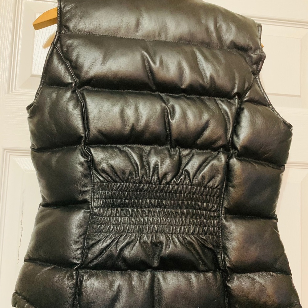 Black Leather Parka Vest